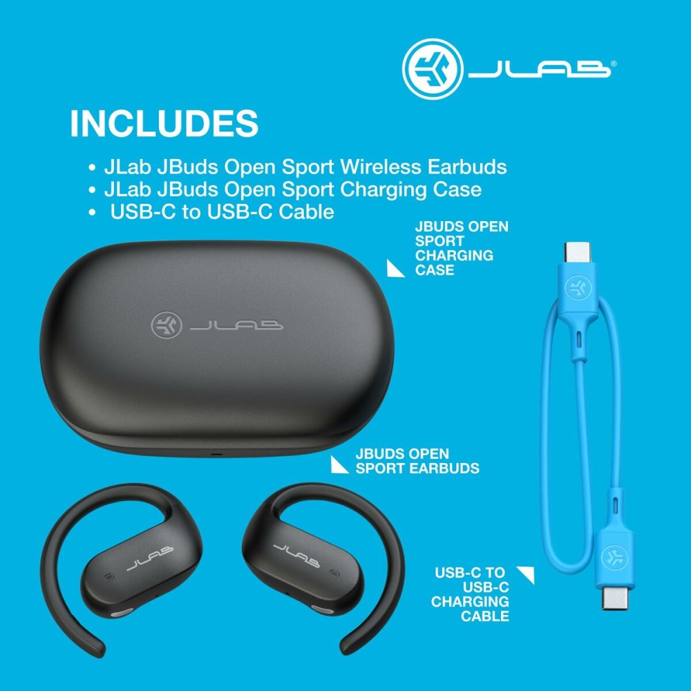 Wireless Earphones with Charging Case JLab IEUEBJBOPSPRTRBLK82 Black
