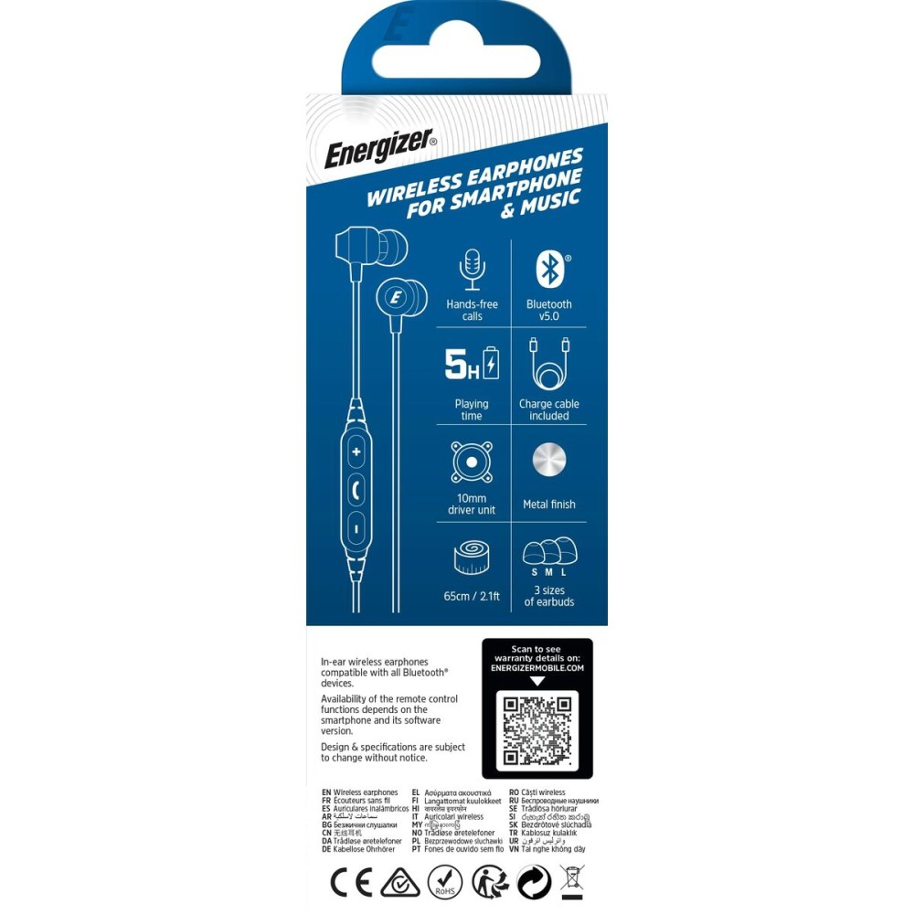Casque Energizer CIBT20WH2 Blanc