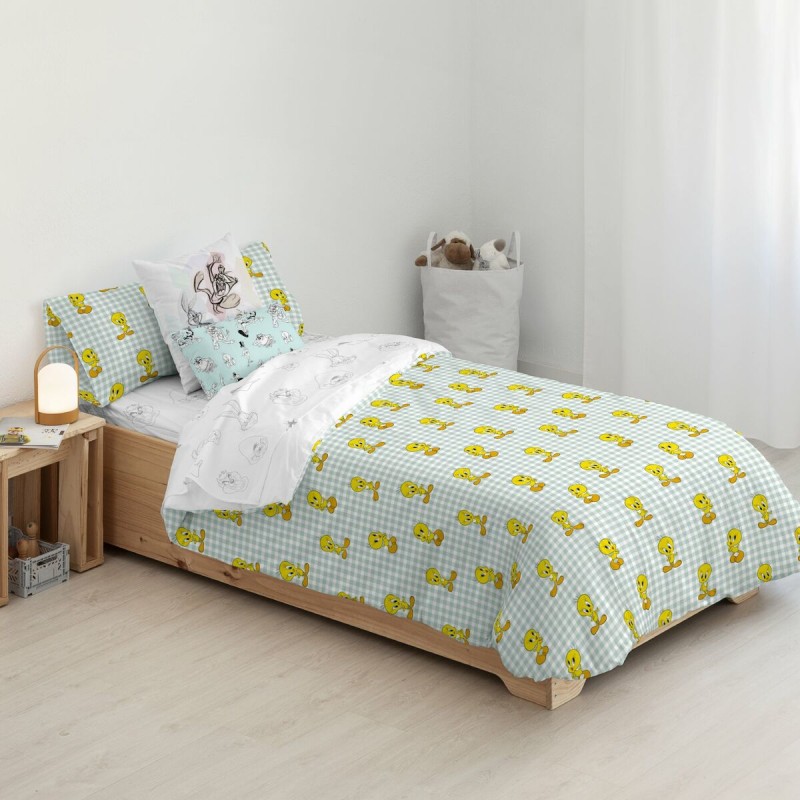 Housse de Couette Piolín Tweety Vichy Multicouleur 175 Fils 140 x 200 cm