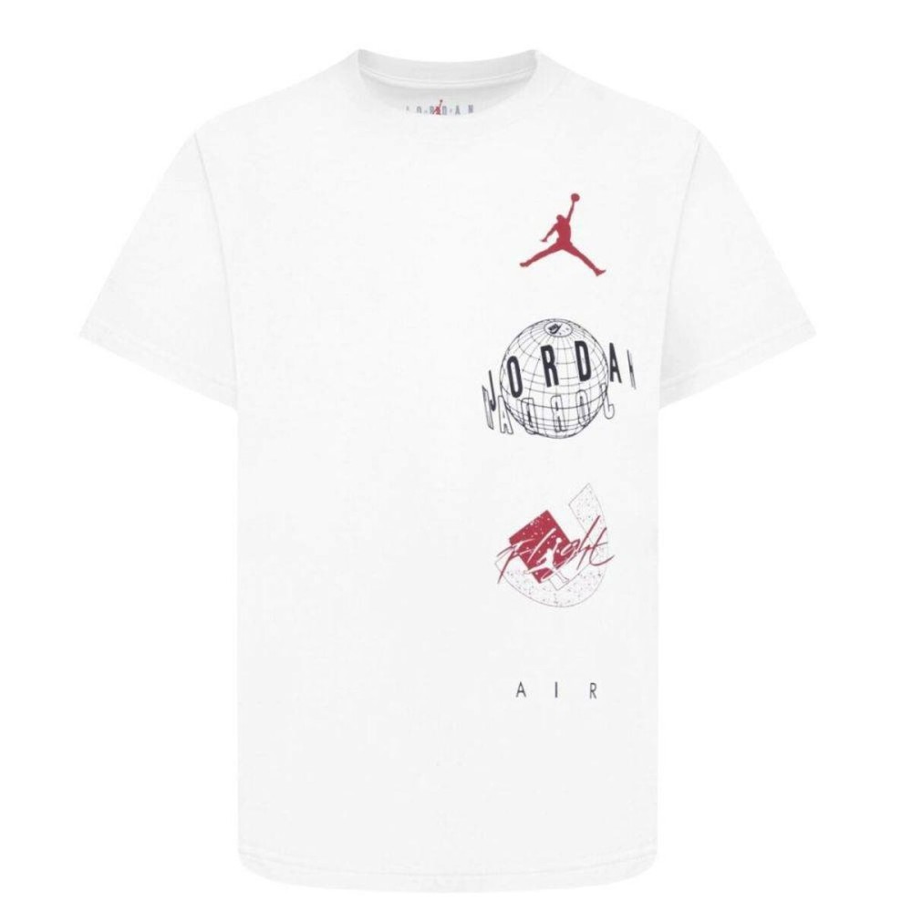 Child's Short Sleeve T-Shirt Nike JDB AIR GLOBE JORDAN SS TEE 95D121 001 White