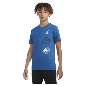 Child's Short Sleeve T-Shirt Nike JDB AIR GLOBE JORDAN SS TEE 95D121 U1R Blue
