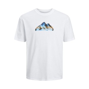 Herren Kurzarm-T-Shirt Jack & Jones JCOMOUNTAIN LOGO TEE SS CREW NECK 12262220 Weiß