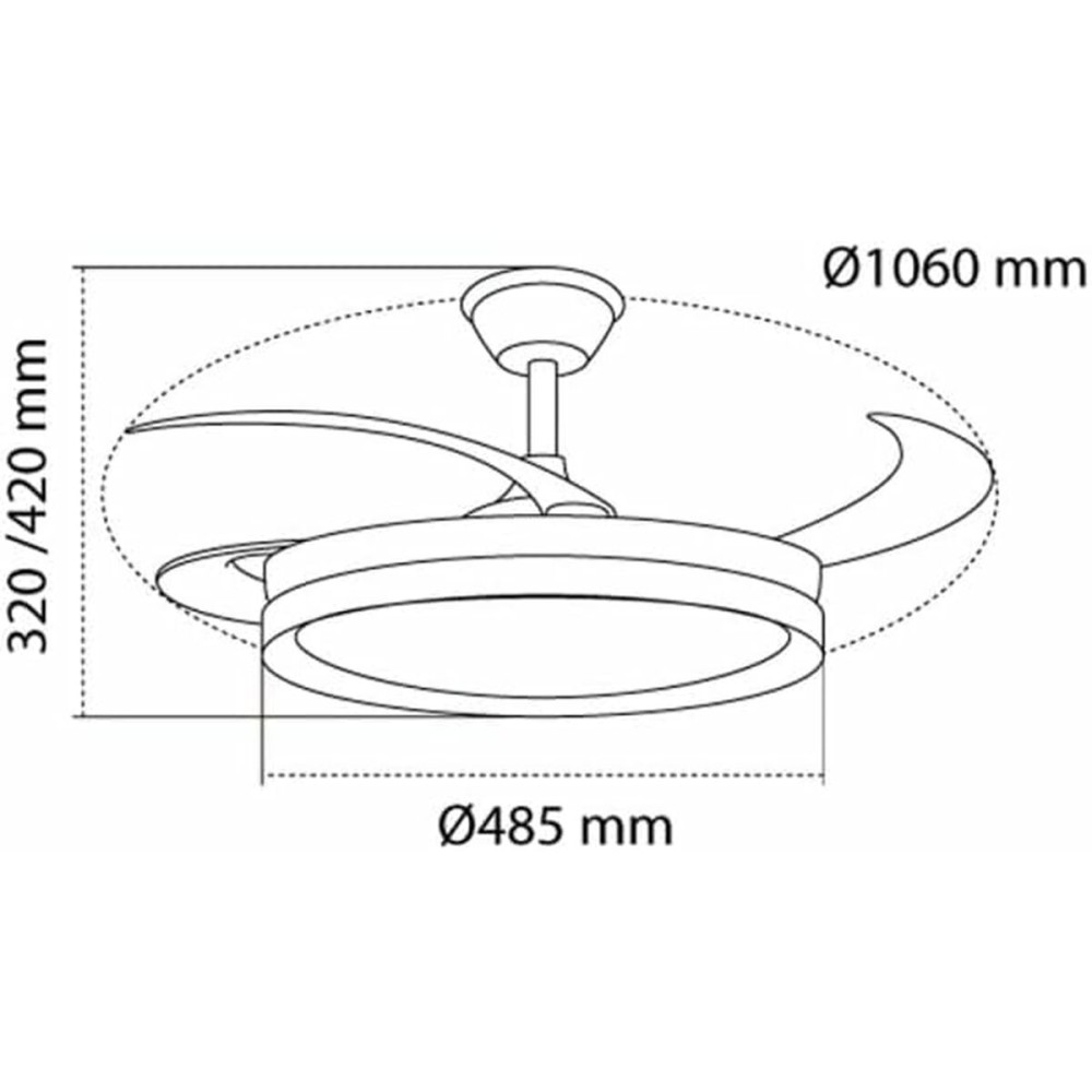 Ceiling Fan CristalRecord EVO RETRAC Transparent 72 W