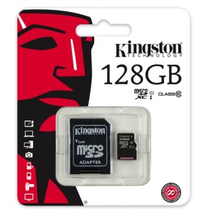 Mikro SD Speicherkarte mit Adapter Kingston SDC10G2/128GBSP 128 GB