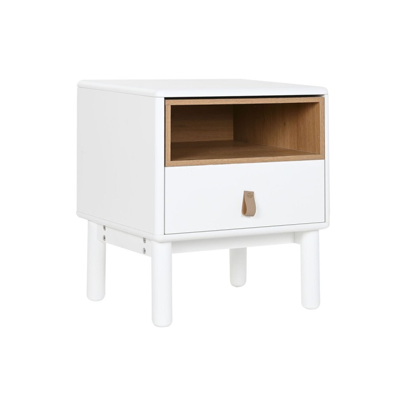 Nightstand Home ESPRIT White Natural Polyurethane MDF Wood 48 x 40 x 55 cm