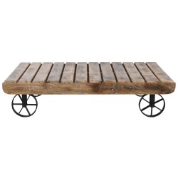 Centre Table Home ESPRIT Black Natural Metal Mango wood 130 x 80 x 32 cm