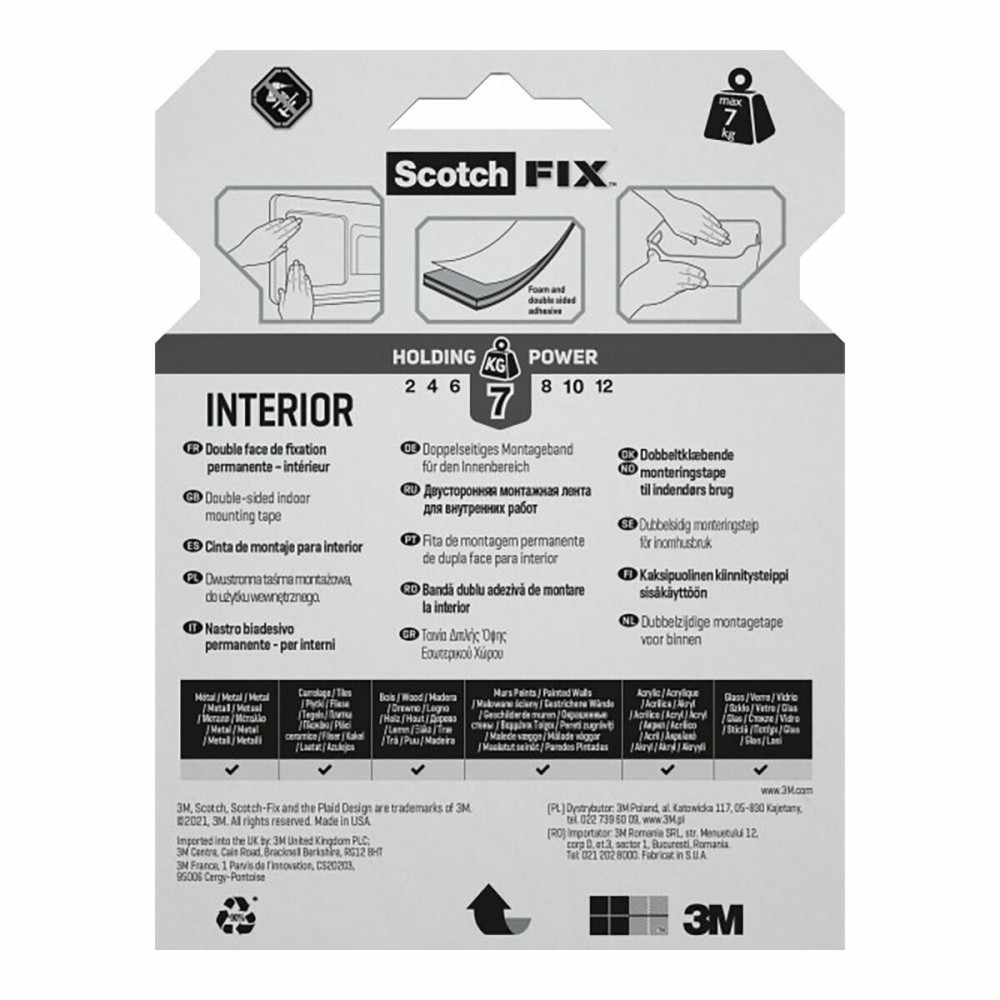 Ruban adhésif double face Scotch 19 mm x 5 m Blanc
