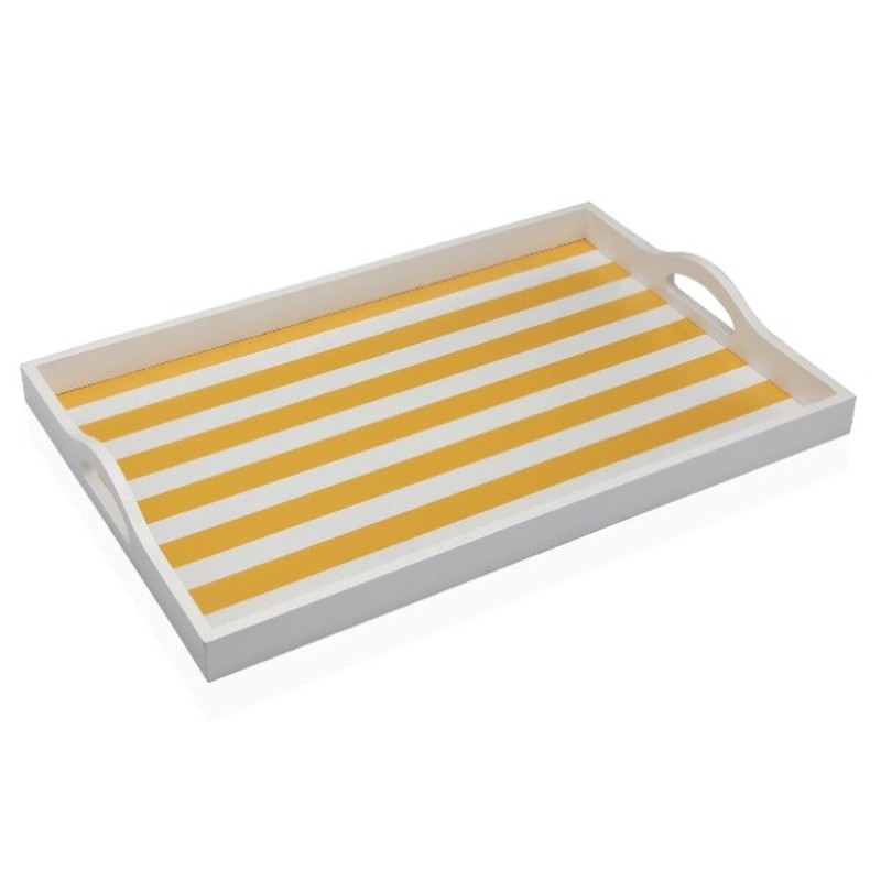 Tray Versa Yellow MDF Wood 30 x 5 x 45 cm Stripes