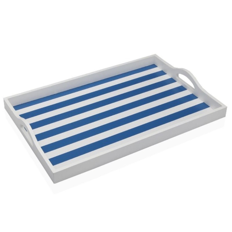 Plateau Versa Bleu Bois MDF 30 x 5 x 45 cm Rayures