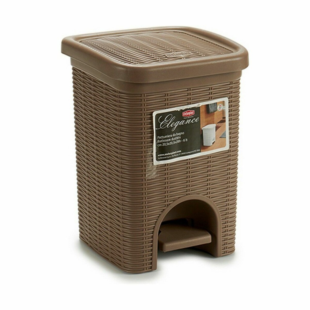 Papierkorb mit Pedal Stefanplast Elegance Schwarz Beige Kunststoff 6 L (6 Stück)