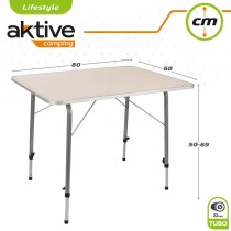 Table Aktive 80 x 60 cm Blanc Pliable De Camping