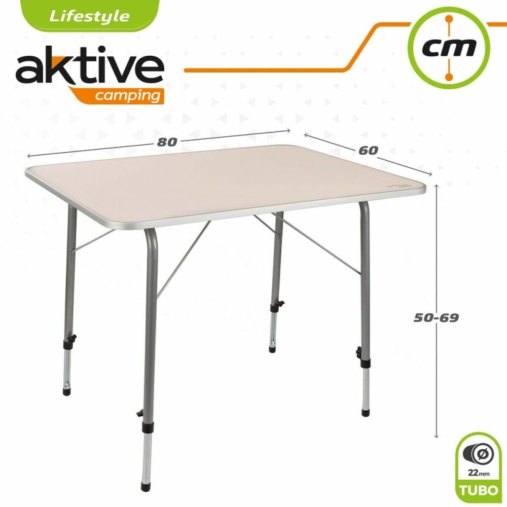 Table Aktive 80 x 60 cm Blanc Pliable De Camping