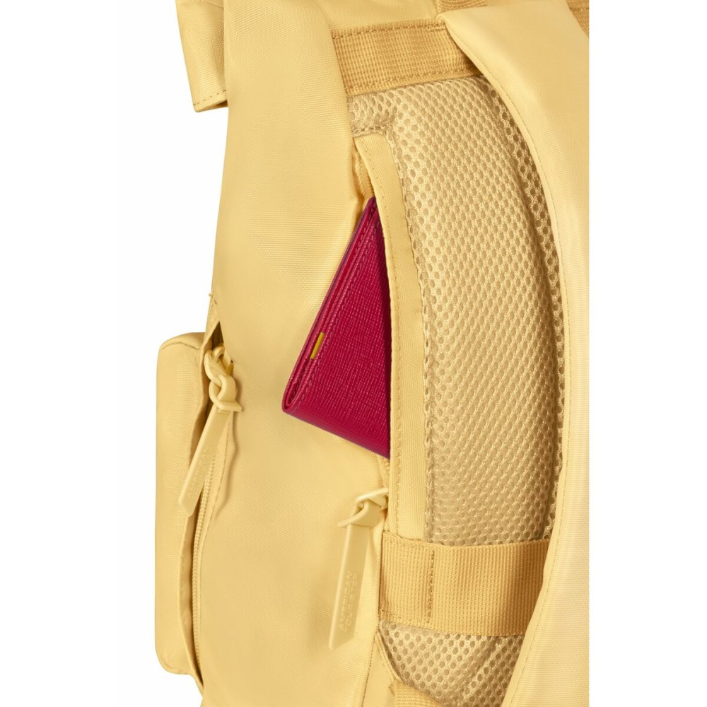 Casual Backpack American Tourister Urban Groove Pastels Roll Top Yellow 17 L Casual (1 Piece)