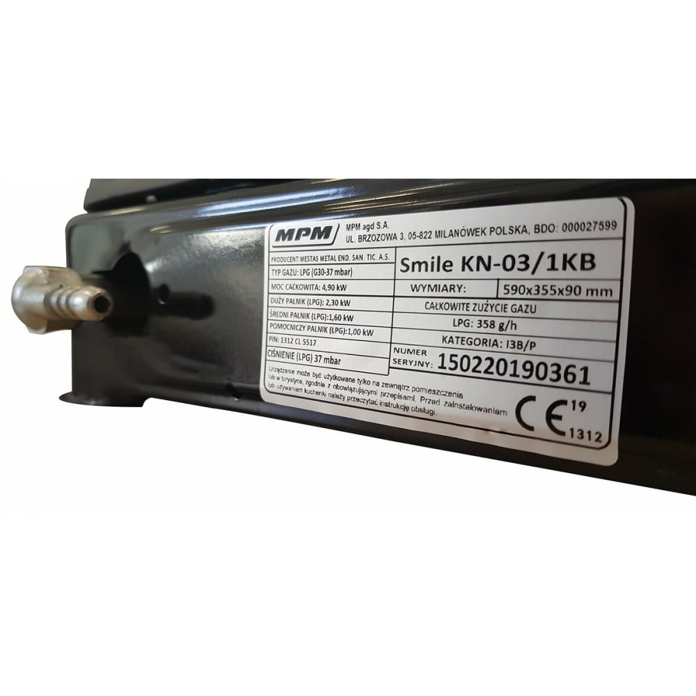 Plaque au gaz Mpm SMILE-KN-03/1KB 57 cm 5200 W