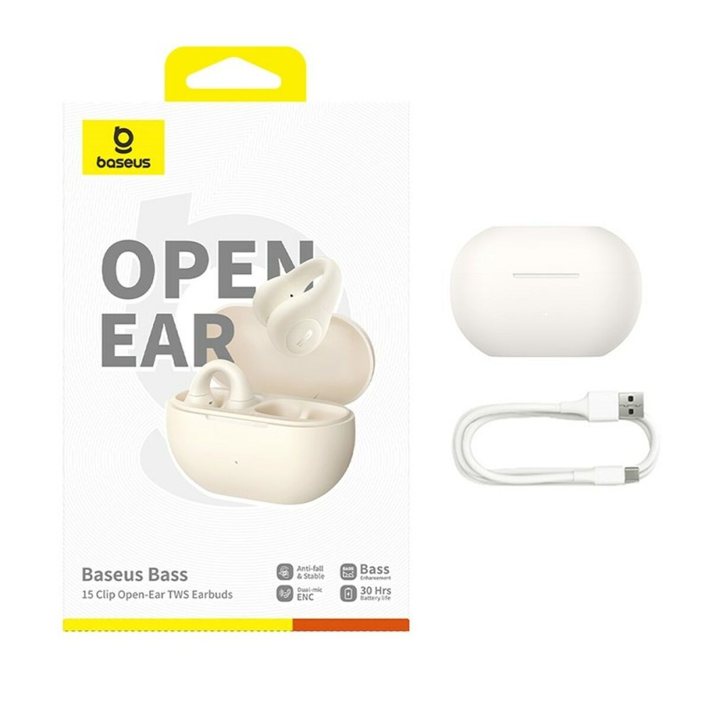 Kabellose Kopfhörer mit Ladebox Baseus Bass 15 Weiß