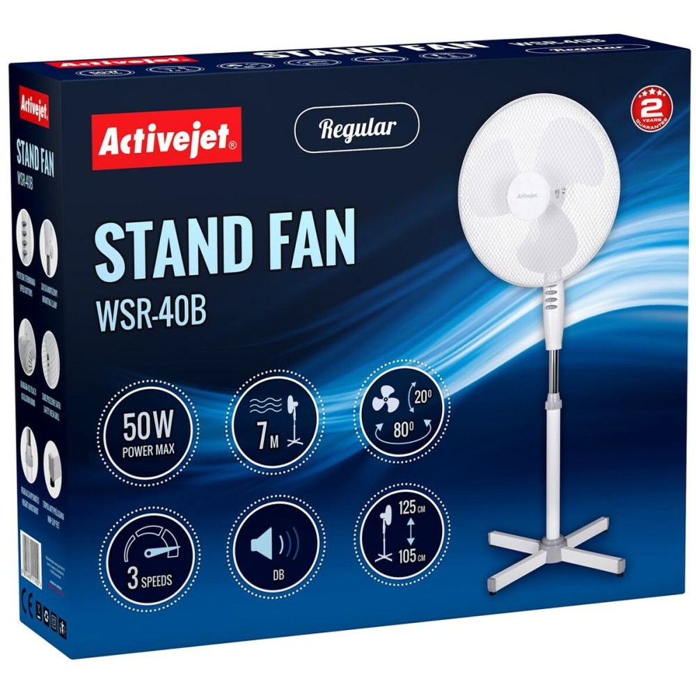 Freestanding Fan Activejet WSR-40B White Grey Silver 50 W