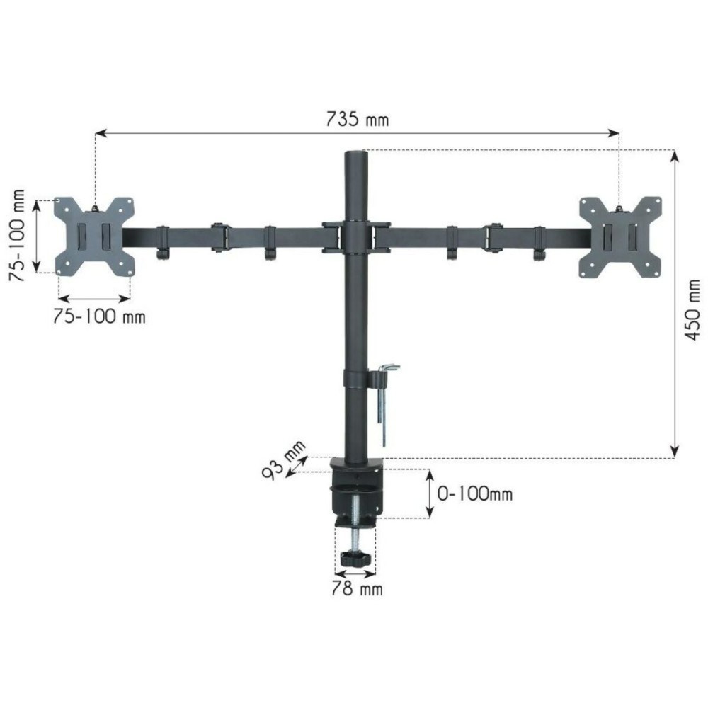 Support de table d'écran Techly 027514 27" 13"