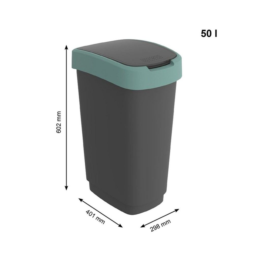 Waste bin Rotho Twist Green Green Plastic 50 L