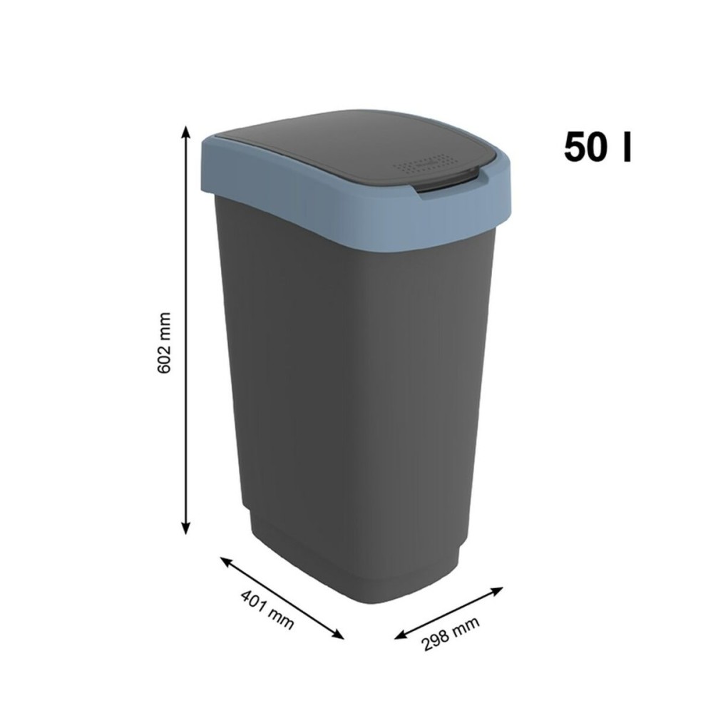 Waste bin Rotho Twist Blue Blue Plastic 50 L