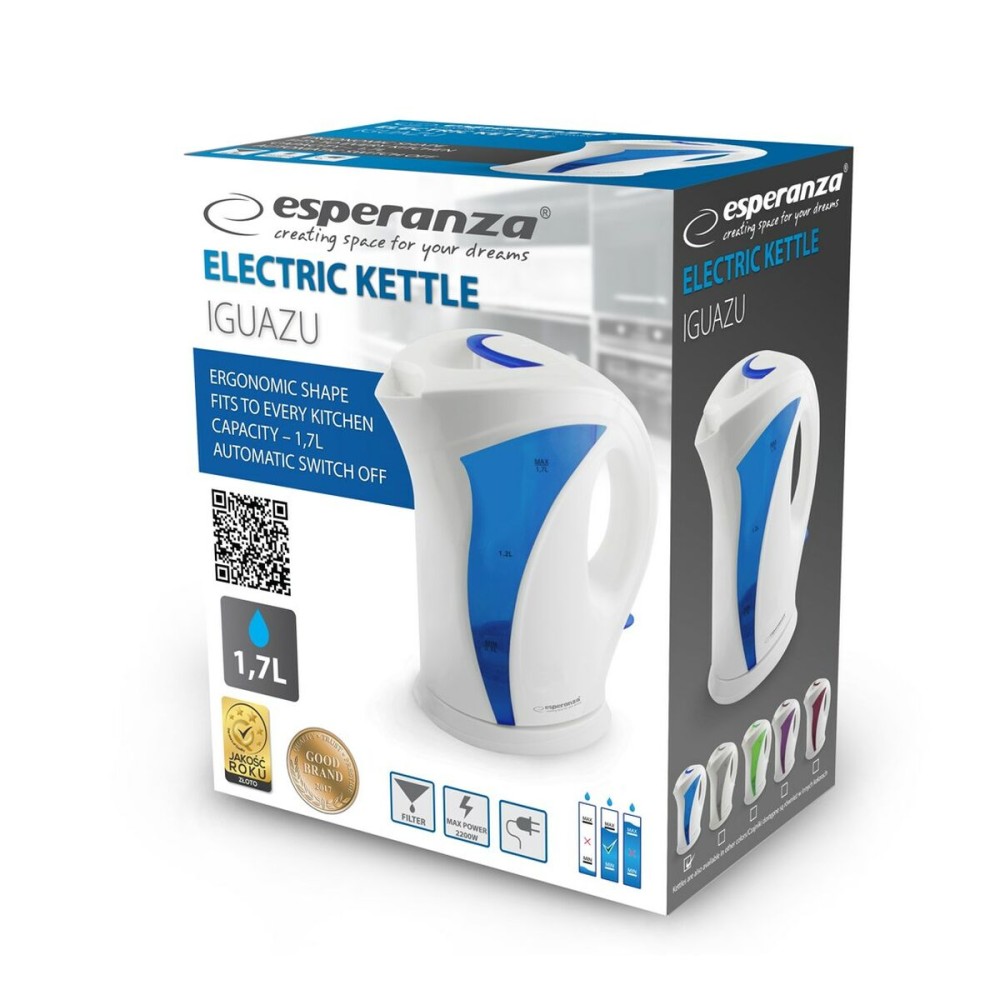 Kettle Esperanza EKK018G Blue White Plastic 2200 W 1,7 L