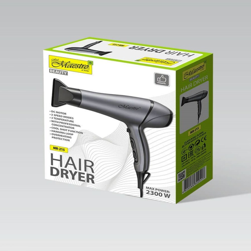Hairdryer Feel Maestro MR-215 Black Graphite 2300 W