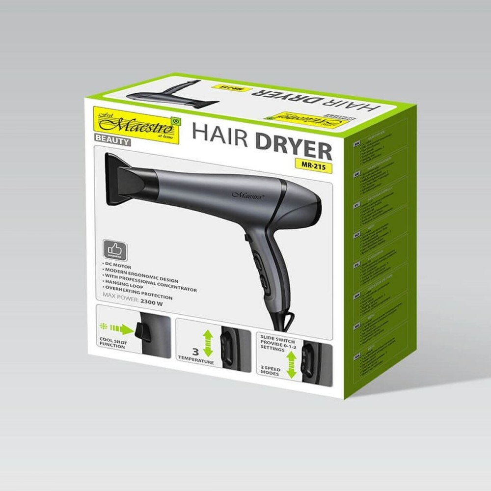 Hairdryer Feel Maestro MR-215 Black Graphite 2300 W