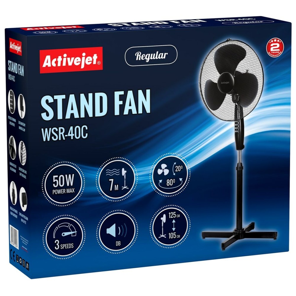Freestanding Fan Activejet WSR-40C Black Silver 50 W