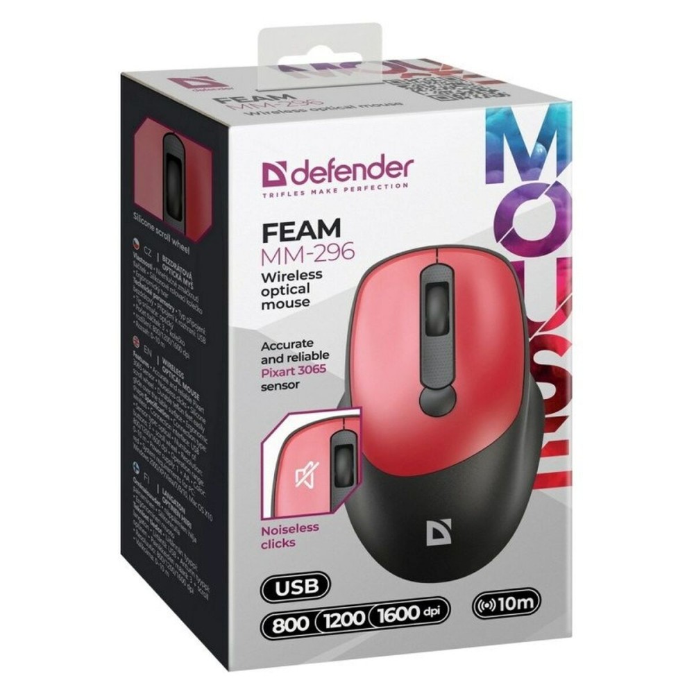 Schnurlose Mouse Defender FEAM MM-296 RF SILENT Rot