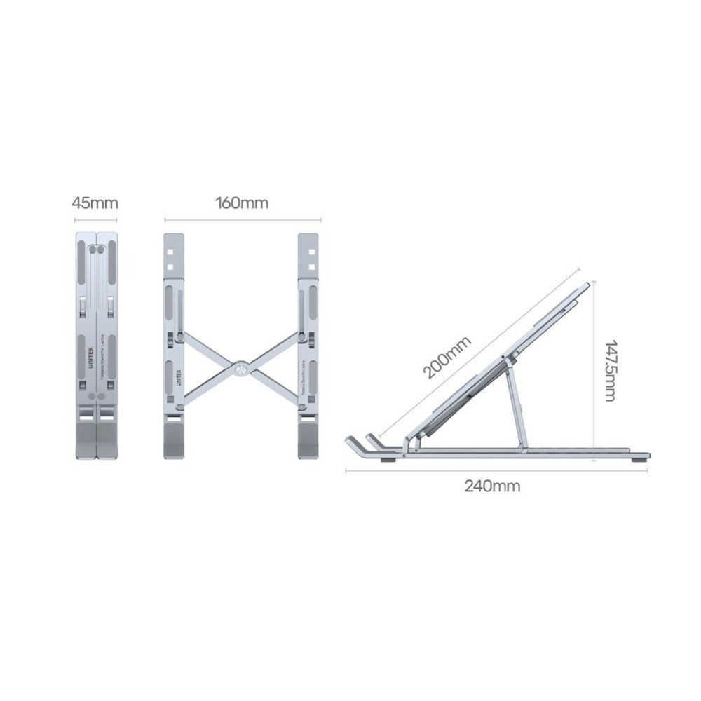 Zusammenklappbarer und verstellbarer Laptop-Ständer Unitek OT155SL Aluminium