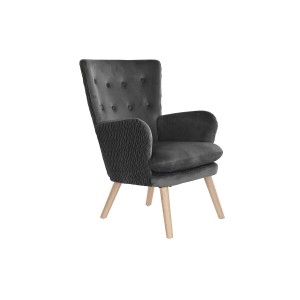 Sitz DKD Home Decor natürlich Holz Polyester Dunkelgrau (66 x 67 x 92 cm)