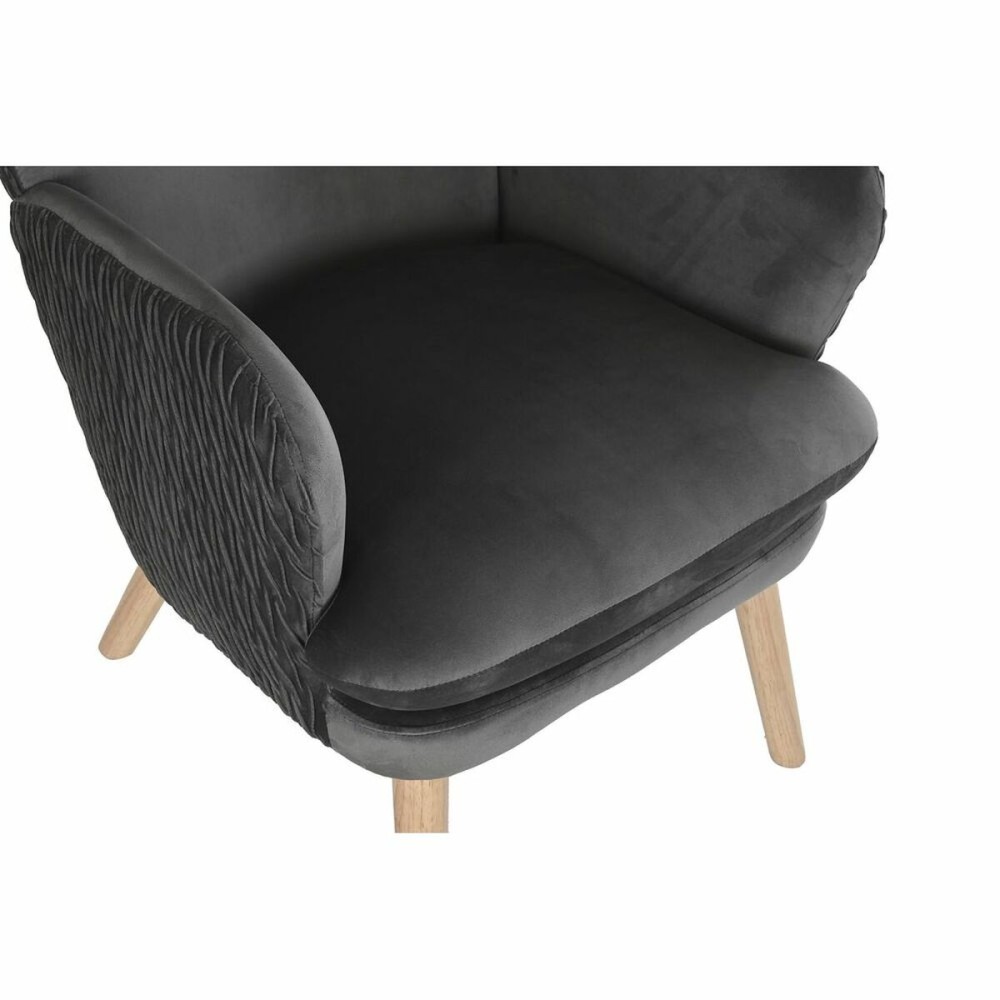 Sitz DKD Home Decor natürlich Holz Polyester Dunkelgrau (66 x 67 x 92 cm)