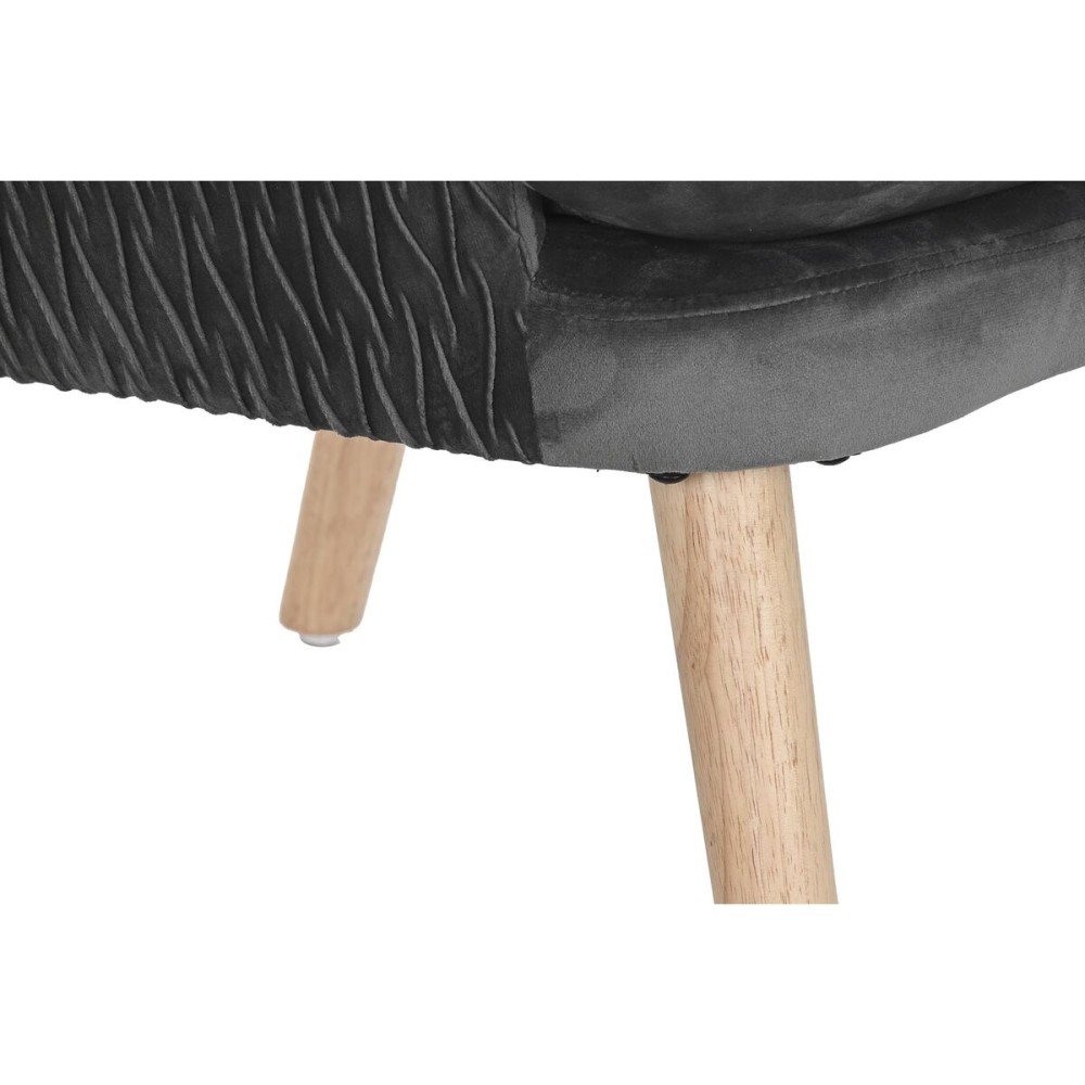 Sitz DKD Home Decor natürlich Holz Polyester Dunkelgrau (66 x 67 x 92 cm)