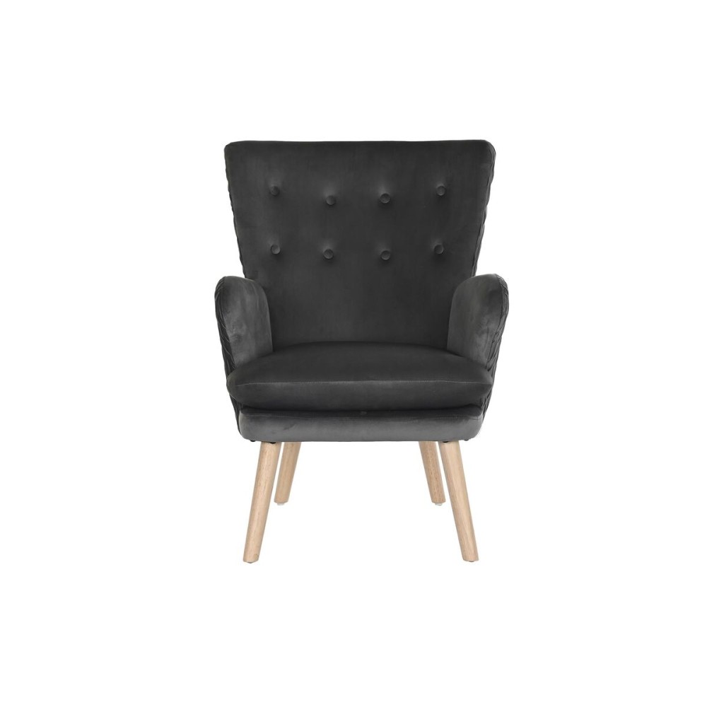 Sitz DKD Home Decor natürlich Holz Polyester Dunkelgrau (66 x 67 x 92 cm)