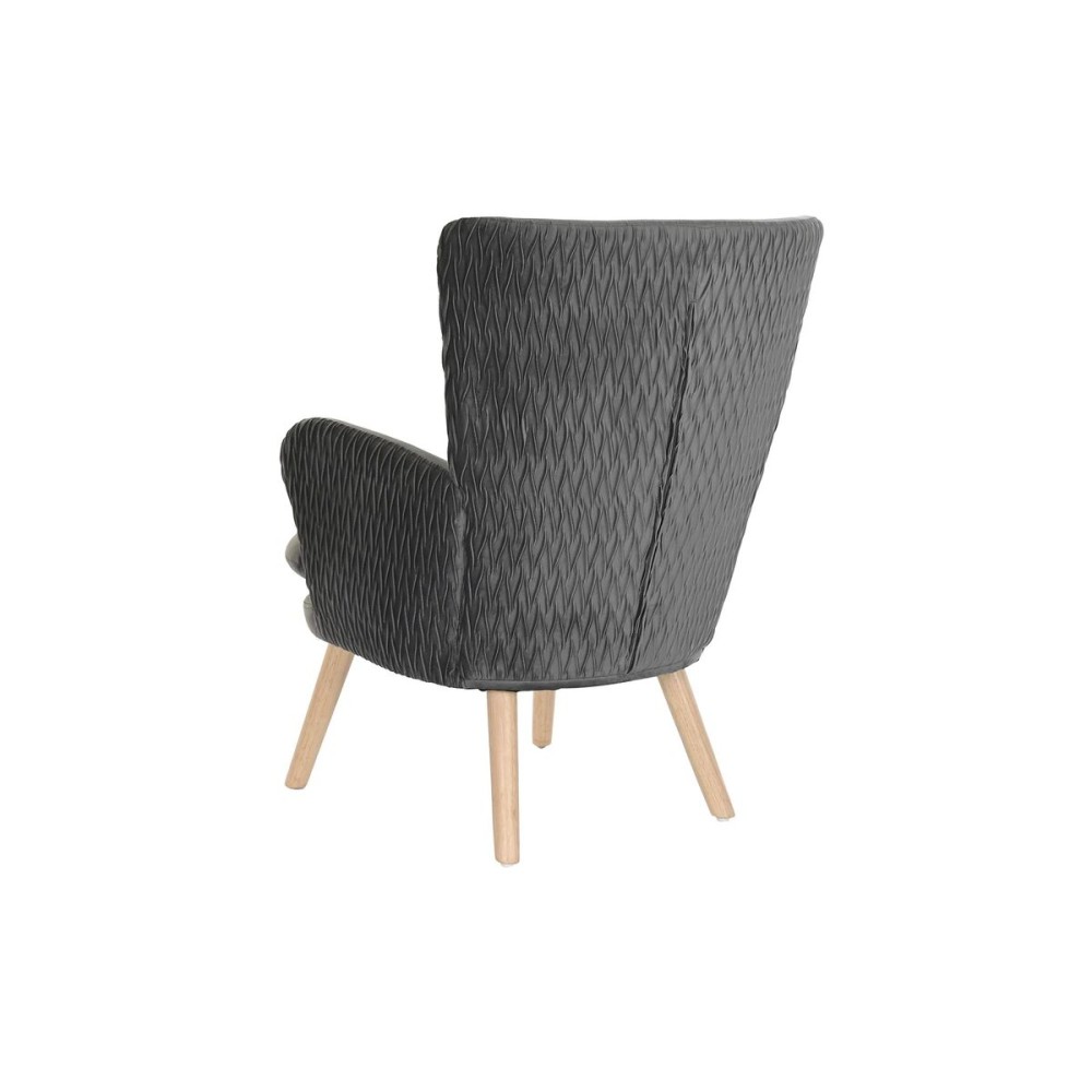 Sitz DKD Home Decor natürlich Holz Polyester Dunkelgrau (66 x 67 x 92 cm)