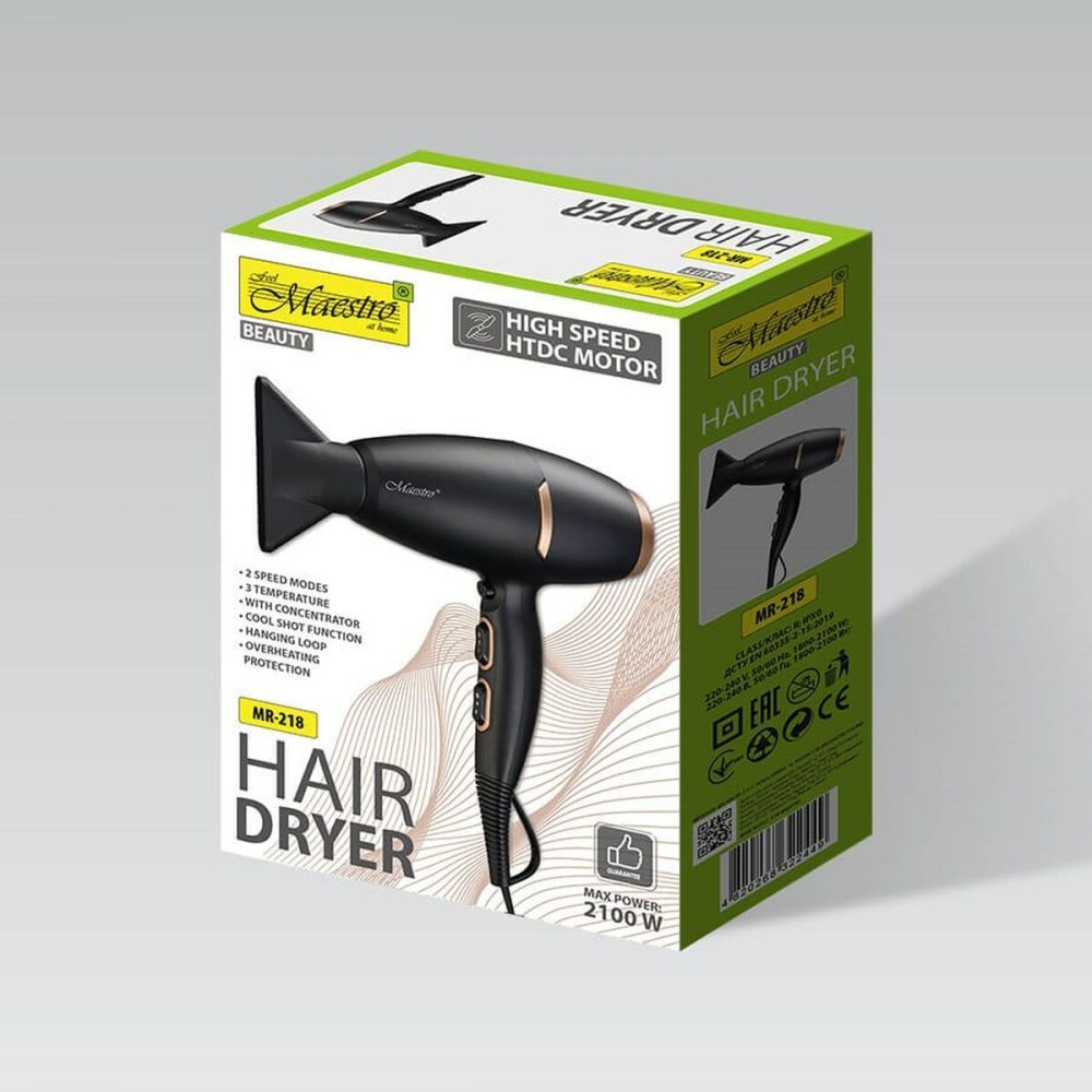 Hairdryer Feel Maestro MR-218 Black Gold 2100 W