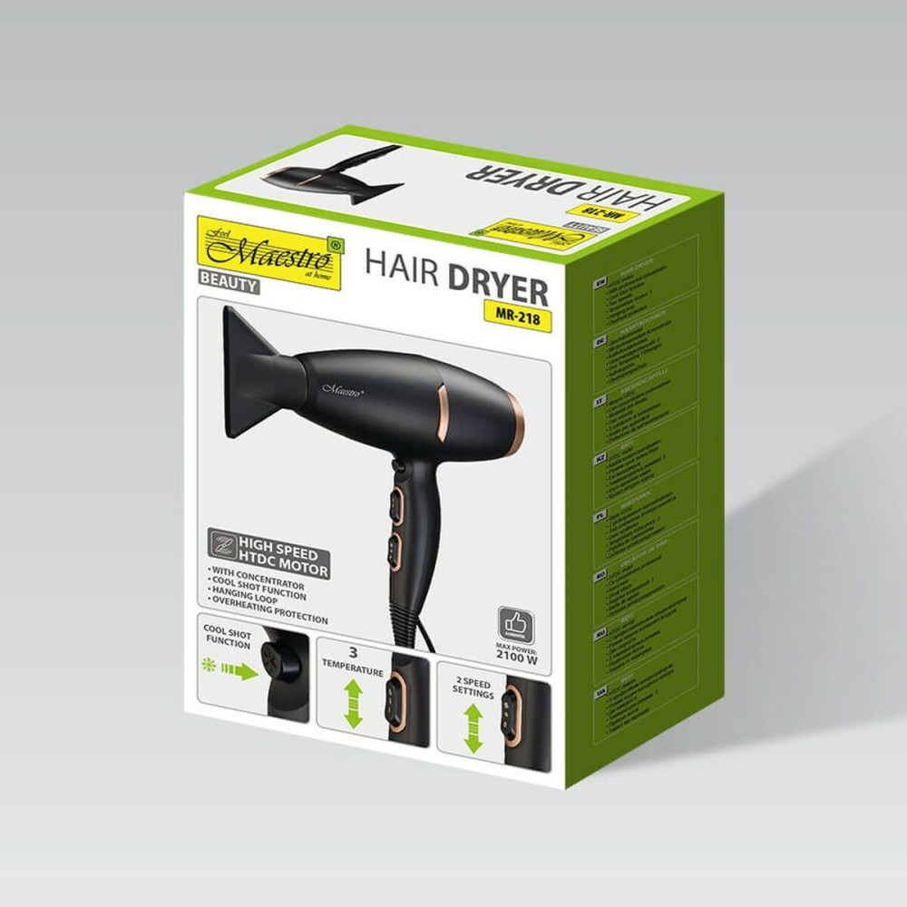 Hairdryer Feel Maestro MR-218 Black Gold 2100 W