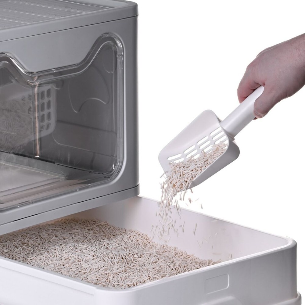 Cat Litter Box Diamentiq Yoko White Grey Plastic