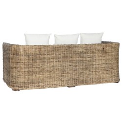 Canapé de jardin Home ESPRIT Blanc Marron Naturel Rotin 174 x 88 x 69 cm