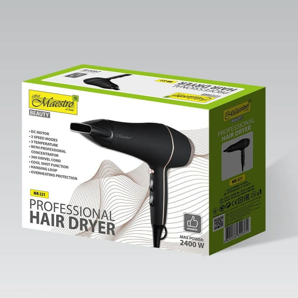 Hairdryer Feel Maestro MR-221 Black 2400 W