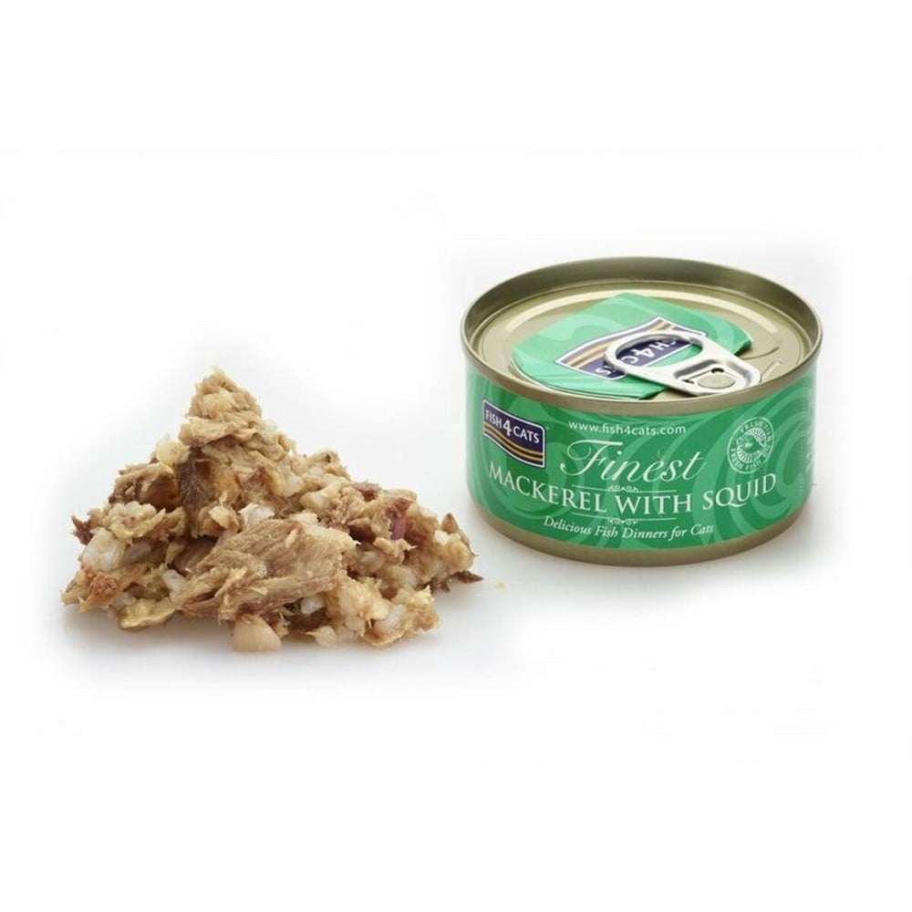 Aliments pour chat FISH4DOGS FISH4CATS Mackerel with squid Poisson 70 g