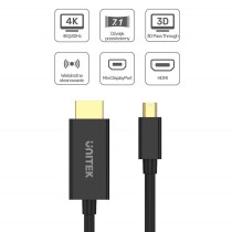 Adapter Mini DisplayPort auf HDMI Unitek V1152A Schwarz 2 m