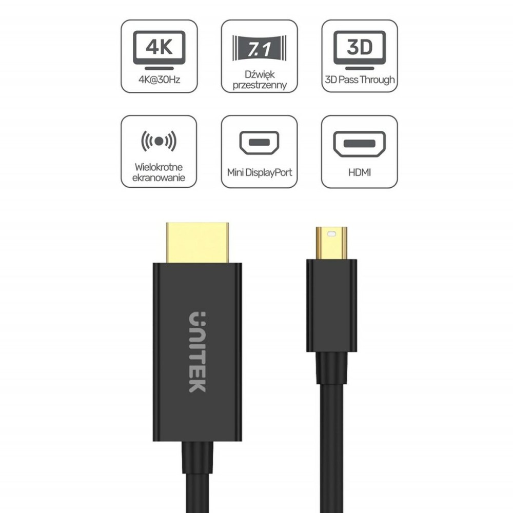 Adapter Mini DisplayPort auf HDMI Unitek V1152A Schwarz 2 m