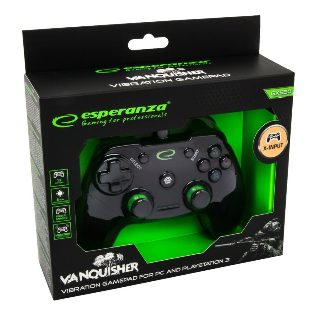 Contrôle des jeux Esperanza Vanquisher GX550 USB 2.0 Noir PC PlayStation 3