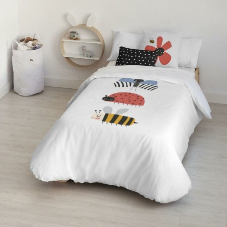 Housse de Couette Kids&Cotton Kamal Blanc 175 Fils 180 x 220 cm