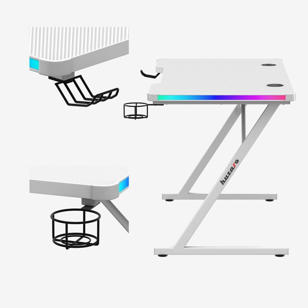 Schreibtisch Gaming Huzaro HZ-Hero 2.5 White RGB Weiß 120 x 75 x 60 cm