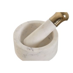 Mortar and pestle Home ESPRIT Brass Marble 12,5 x 12,5 x 7,5 cm