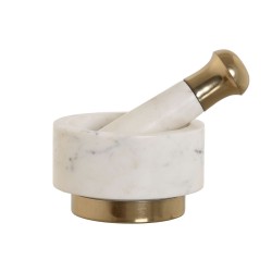 Mortar and pestle Home ESPRIT Brass Marble 12,5 x 12,5 x 7,5 cm