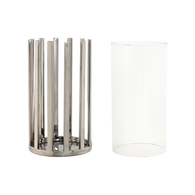 Candleholder Home ESPRIT Silver Crystal Steel 12 x 12 x 20 cm