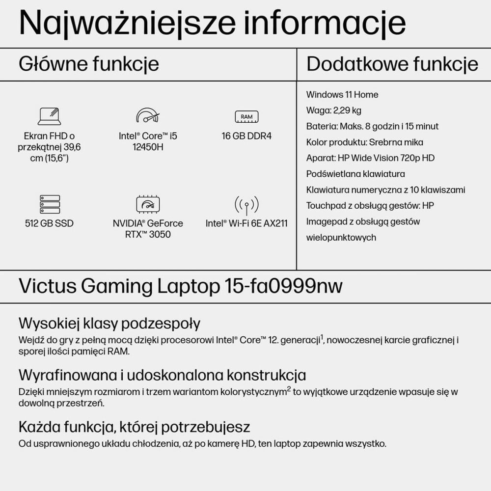 Ordinateur Portable HP 804F0EA 15,6" i5-12450H 16 GB RAM 512 GB SSD NVIDIA GeForce RTX 3050