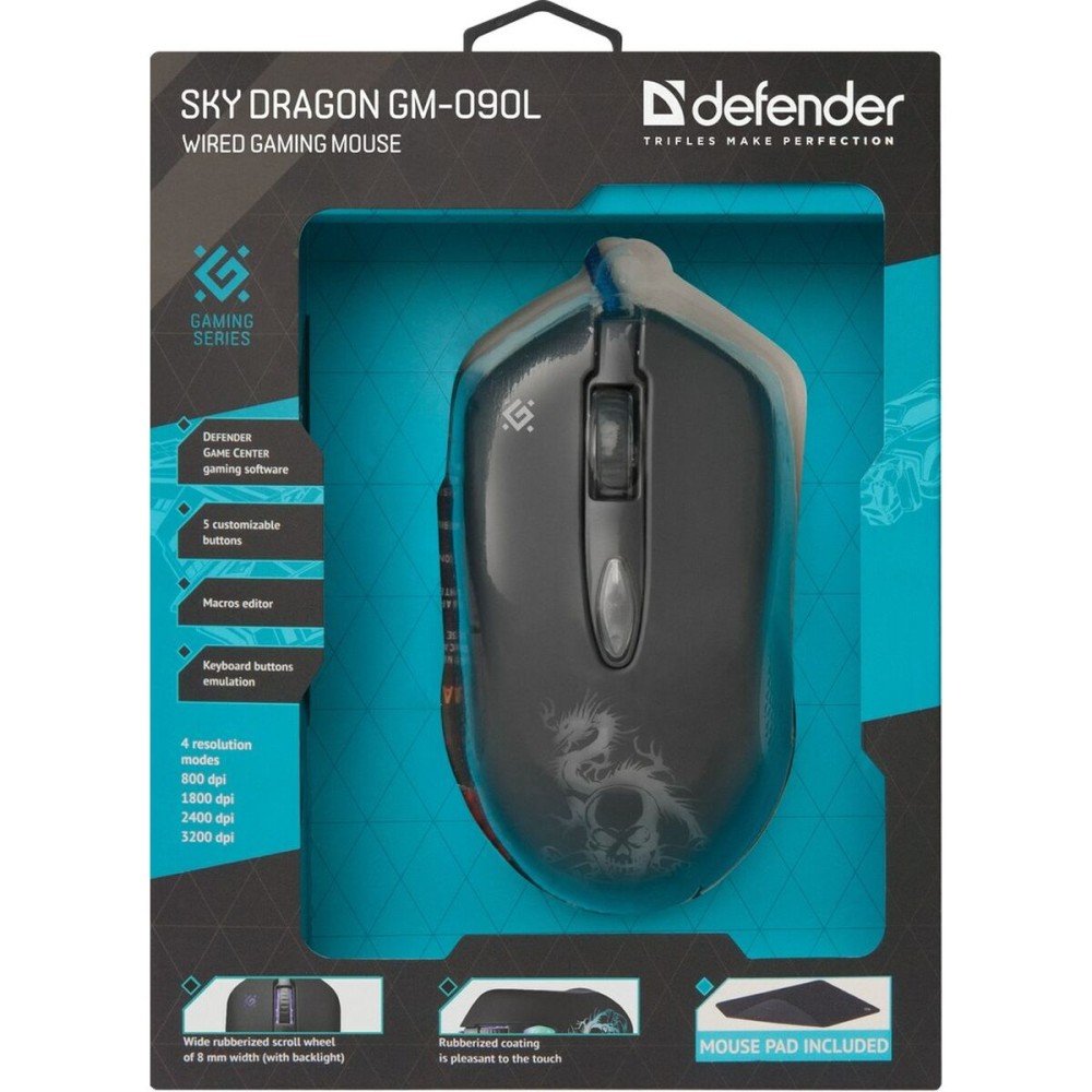 Gaming Maus Defender GM-090L Schwarz 3200 DPI